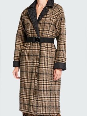 GANNI
Reversible Quilted Check Tech Wool Coat